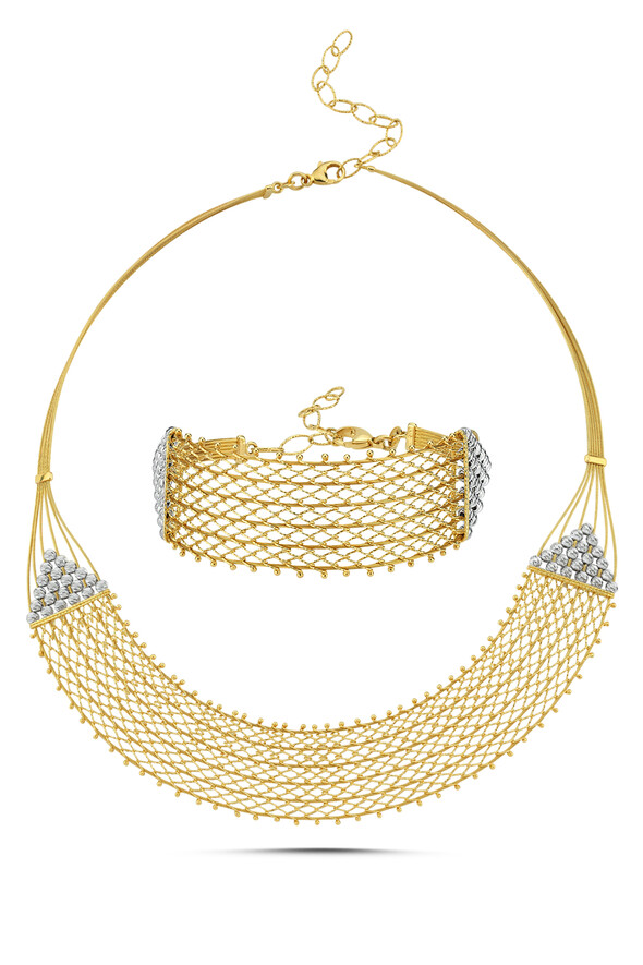 Örgülü Altın İkili Set - 