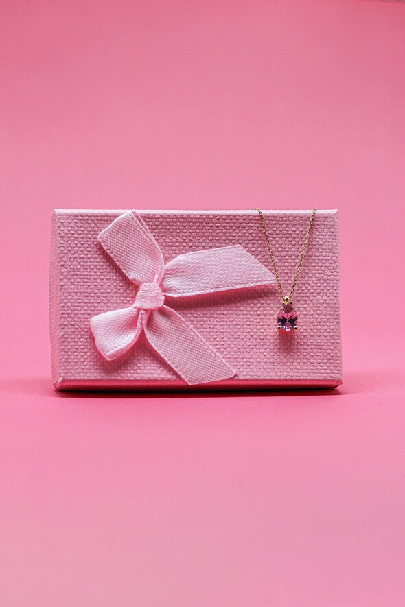 Oval Kesim Altın Kolye - 