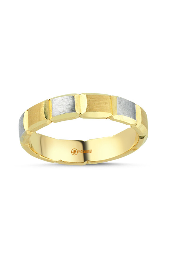 Parçalı Tasarım Altın Alyans - 