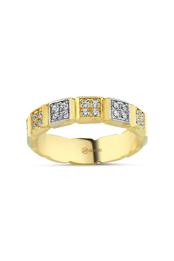 Parçalı Tasarım Altın Alyans - 