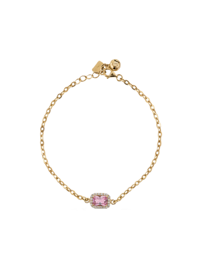 Pembe Taş Detaylı Altın Bileklik - 1