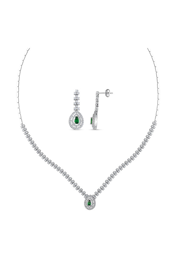 Renkli Taşlı Altın Set - 