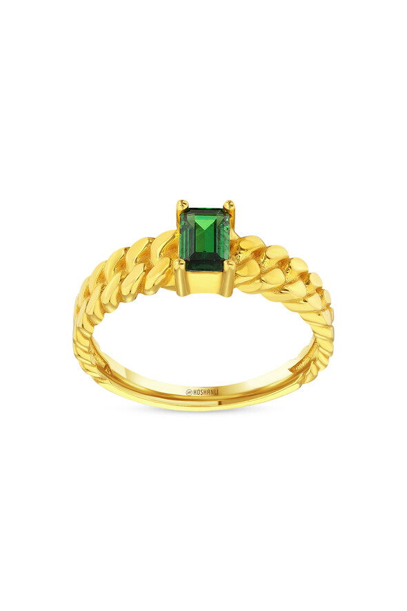 Renkli Taşlı Altın Yüzük - 