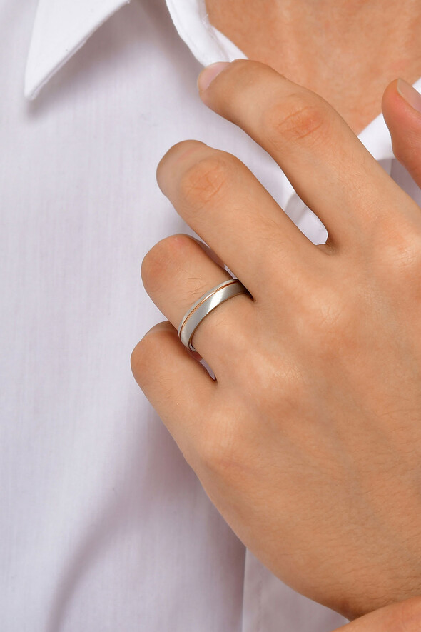 Rose Şeritli Altın Alyans - 2