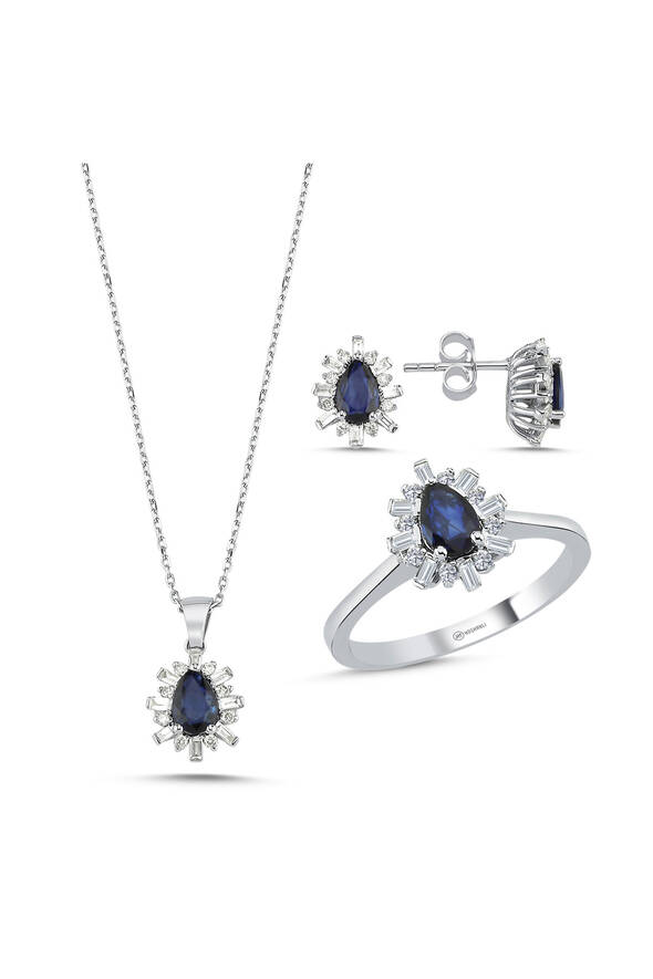 Safirli Üçlü Pırlanta Set - 1