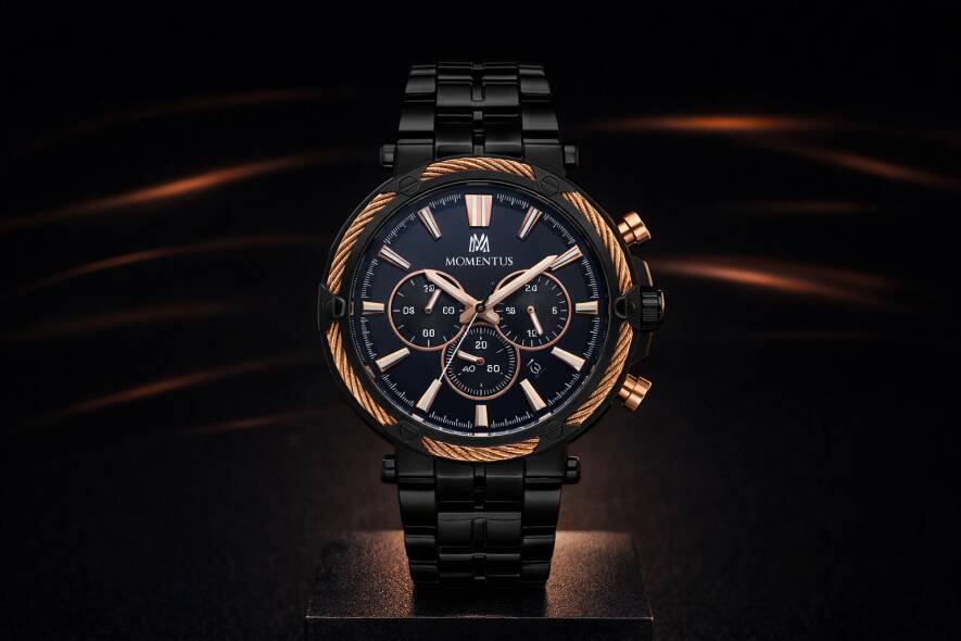 Siyah Kadranlı Çelik Multifonksiyon Erkek Kol Saati - 6