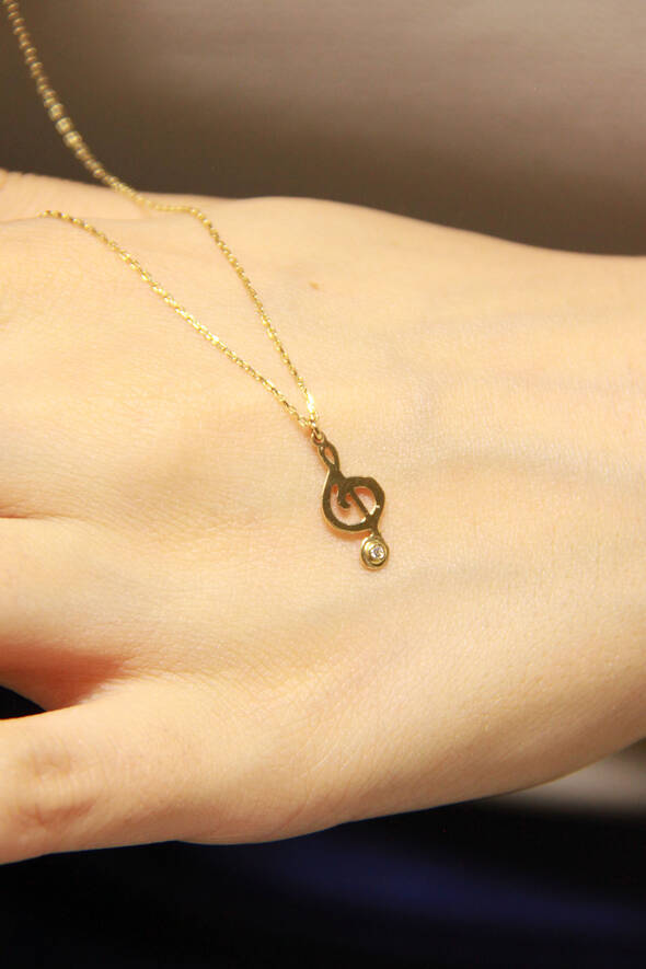 Sol Anahtarlı Altın Kolye - 1