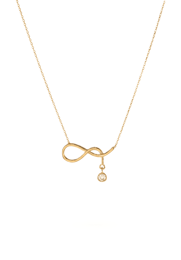 Sonsuzluk Tektaş Detaylı Altın Kalp Kolye - 1