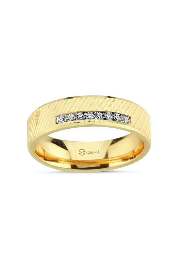 Taş Detaylı Altın Alyans - 