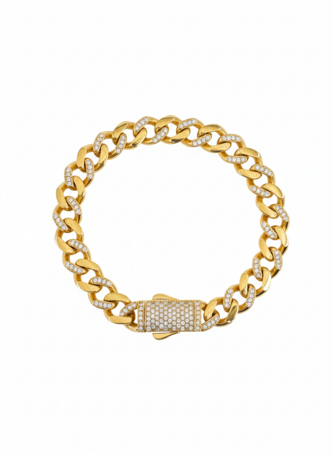 Taş Detaylı Altın Gurmet Bileklik - 1