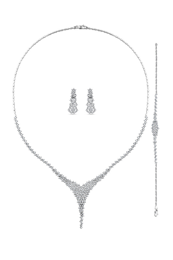 Taşlı Altın Üçlü Set - 