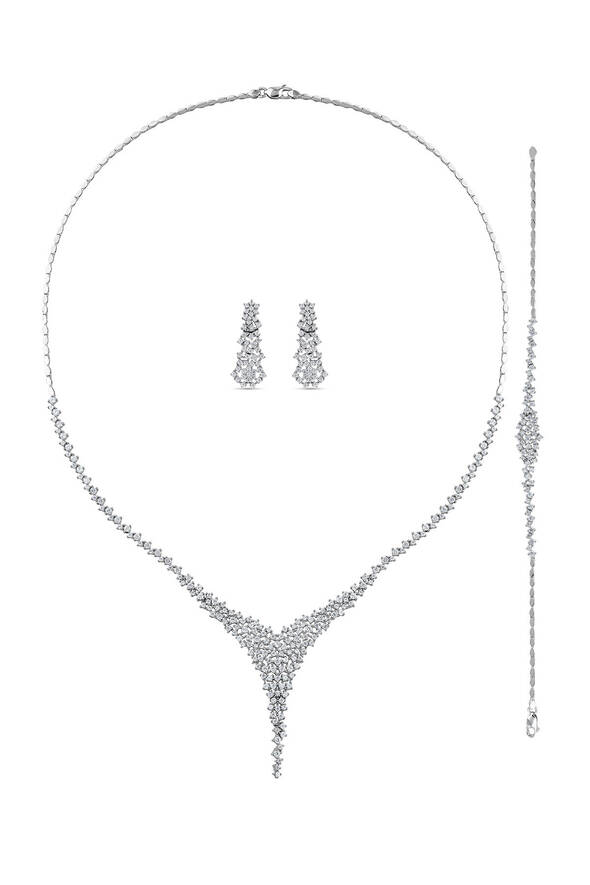 Taşlı Altın Üçlü Set - 1