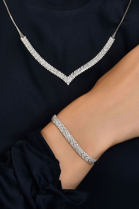 Taşlı Altın İkili Set - 2