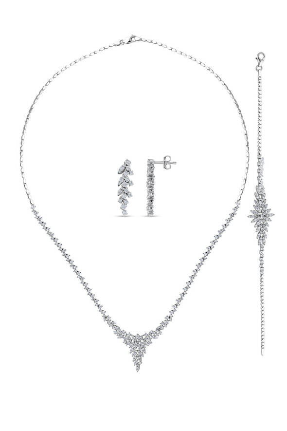 Taşlı Altın Üçlü Set - 1