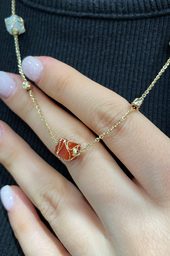 Taşlı Altın Kolye - 