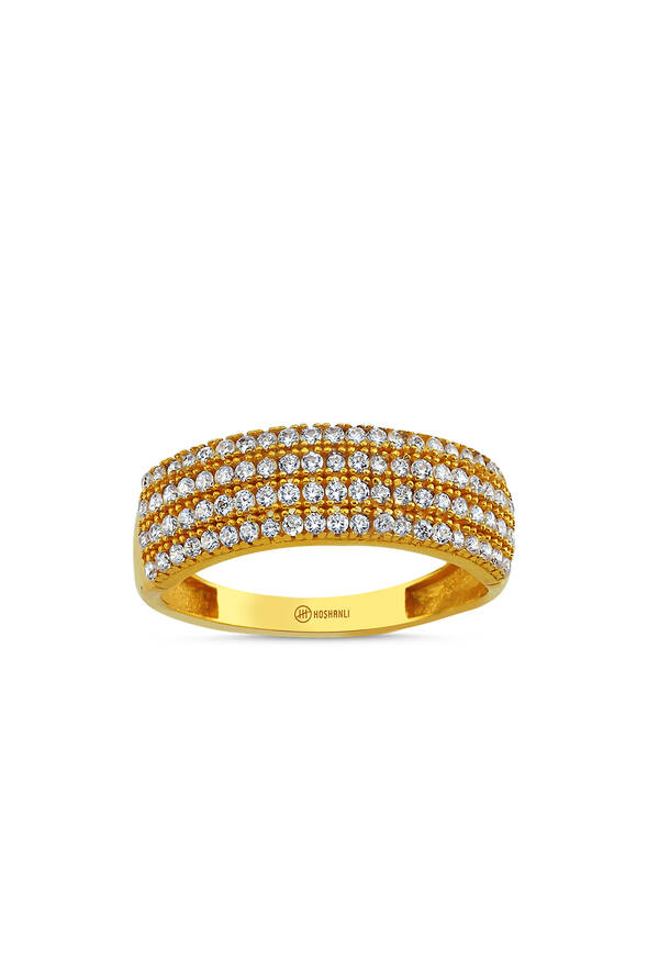 Taşlı Altın Üçlü Set - 4