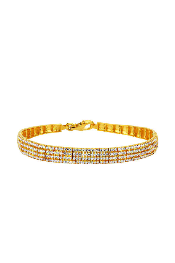 Taşlı Altın Üçlü Set - 3