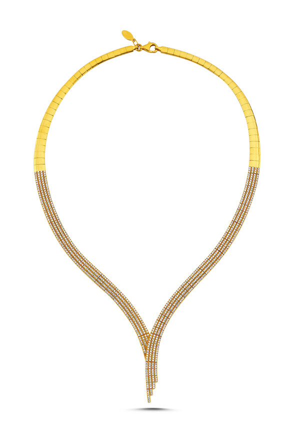 Taşlı Altın Üçlü Set - 2