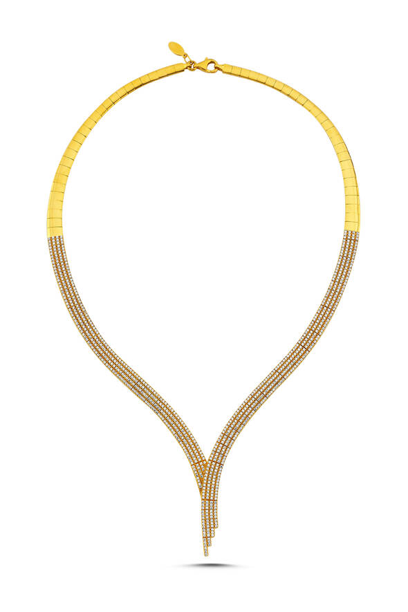 Taşlı Altın Üçlü Set - 2