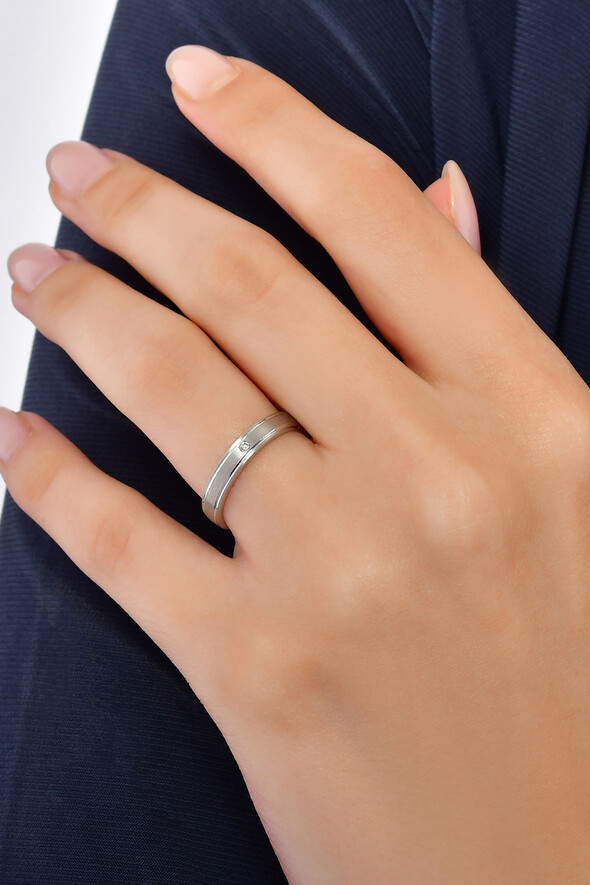 Tektaşlı Beyaz Altın Alyans - 2