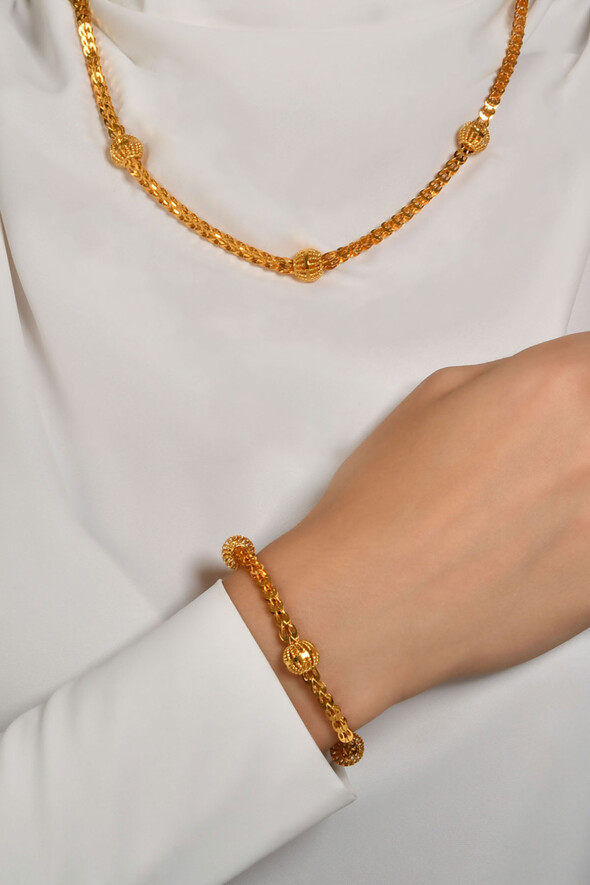 Top Detaylı Altın İkili Set - 2