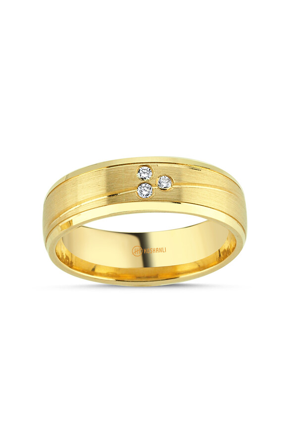 Üç Taşlı Altın Alyans - 