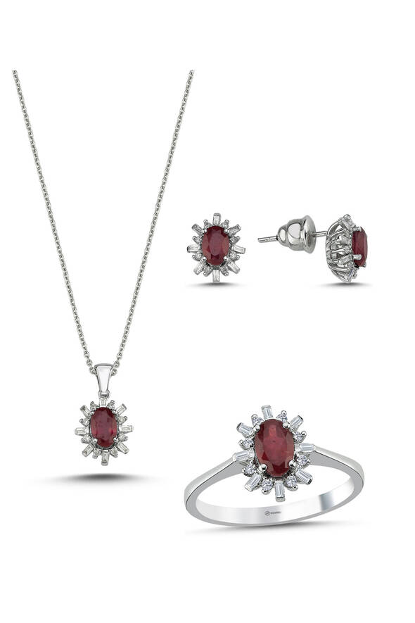 Yakutlu Üçlü Pırlanta Set - 1