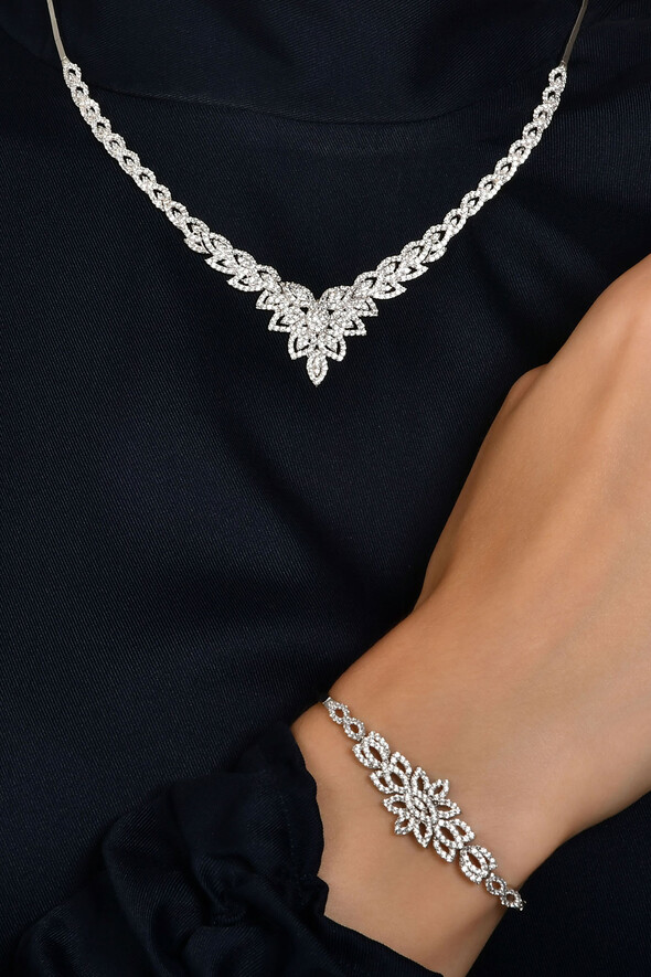 Yaprak Motifi Altın İkili Set - 2