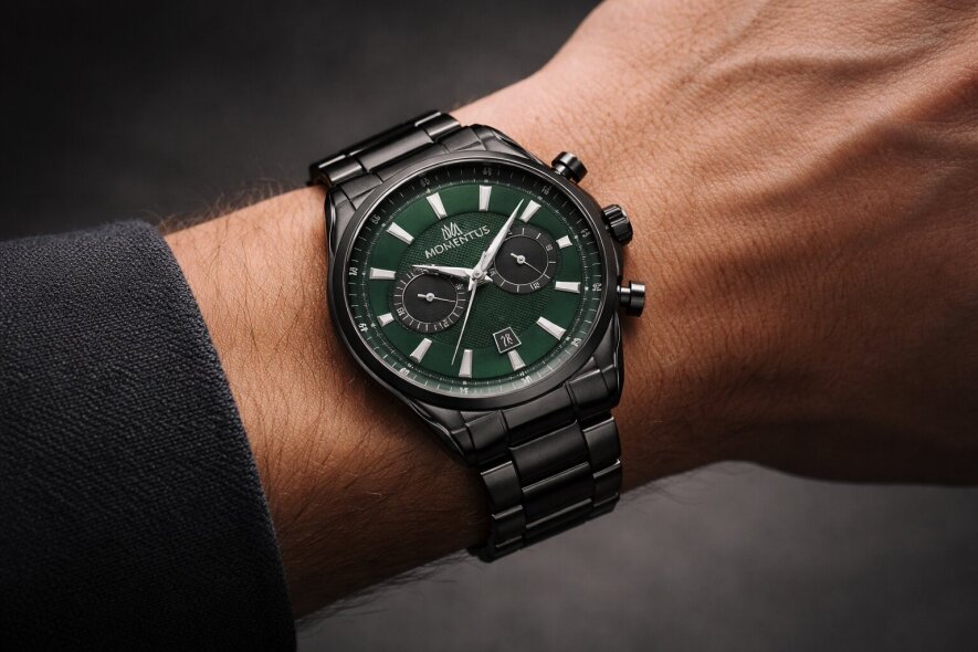 Yeşil Kadranlı Gun Renk Çelik Multifonksiyon Erkek Kol Saati - 5