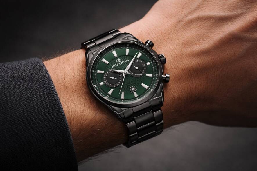 Yeşil Kadranlı Gun Renk Çelik Multifonksiyon Erkek Kol Saati - 5